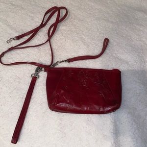 🚫SOLD🚫Leader’s Leather red wristlet with long strap